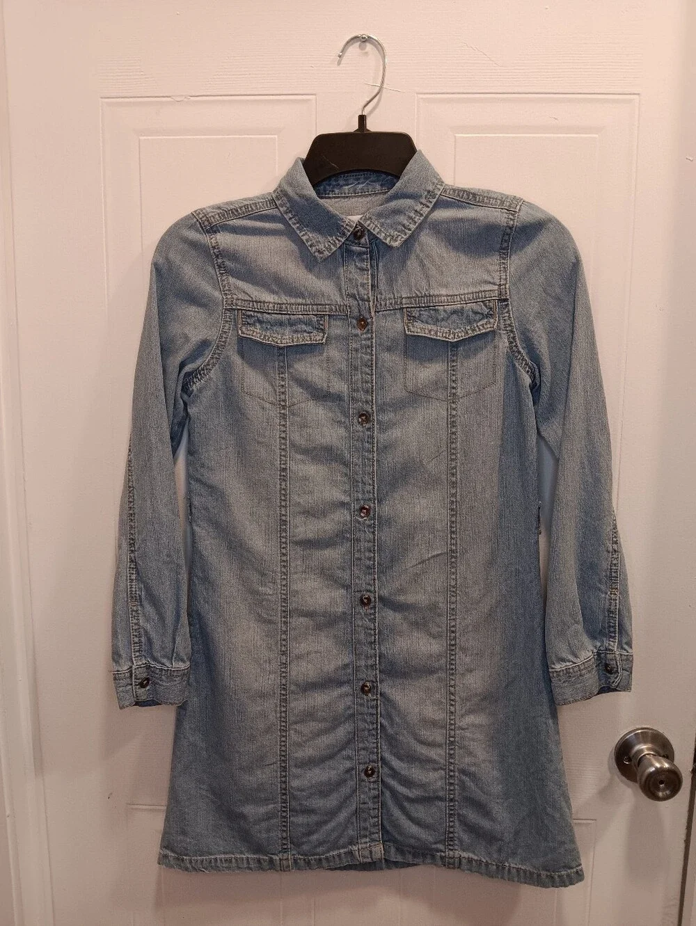 The Children's Place Light Blue Denim Shirt Dress - Long Sleeve